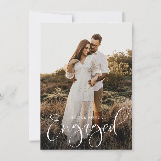 Programmkalligrafie-Script-Foto-Engagement-Partei Einladung (Vorderseite)