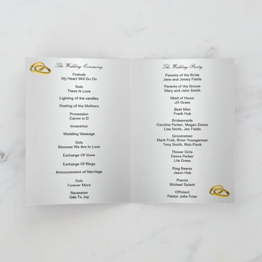 Programmkarte Elegante rustikale Rote Rosen Programm (Innenseite)