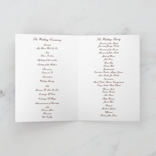 Programmkarte für benutzerdefinierte Mandarinen Programm (Innenseite)