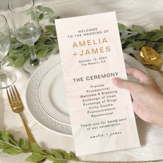 Programmkarte für die Elegante Blush-Rose