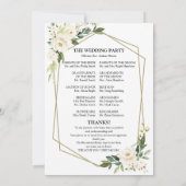 Programmkarte für die Hochzeitsfeier mit weißer Bl Einladung (Rückseite)