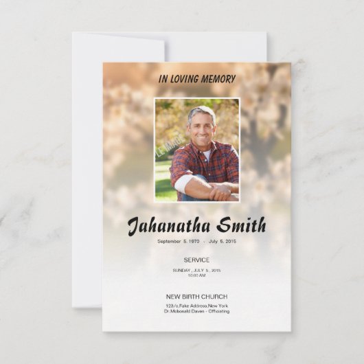 Programmkarte für Elegante Gedenkfeier Einladung (Vorderseite)