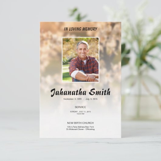 Programmkarte für Elegante Gedenkfeier Einladung (Stehend Vorderseite)