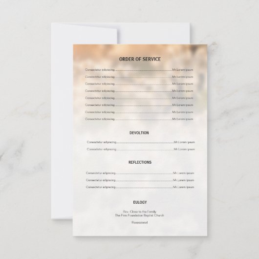 Programmkarte für Elegante Gedenkfeier Einladung (Rückseite)