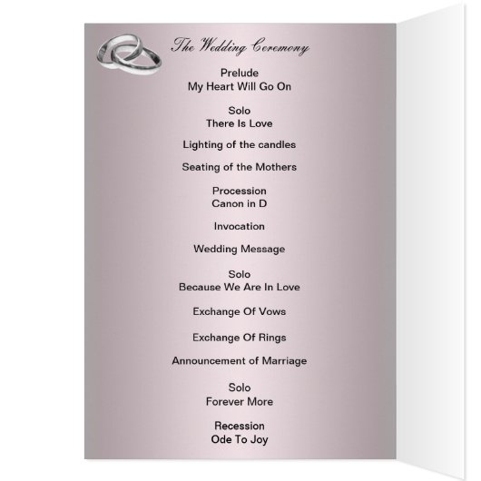 Programmkarte für elegante rosa Rosen und Perlen (Innen (Links))