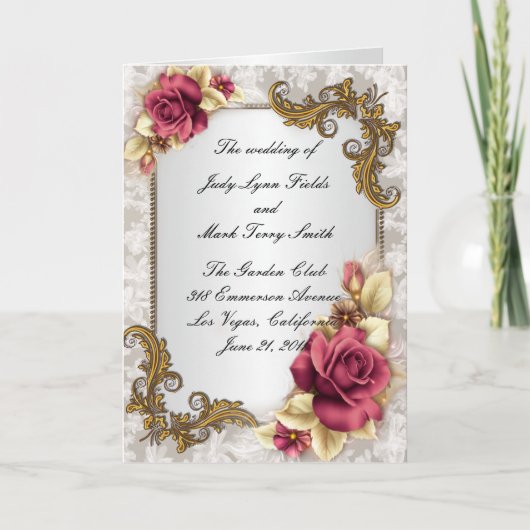 Programmkarte für Elegante Rote Rosen Programm (Vorderseite)