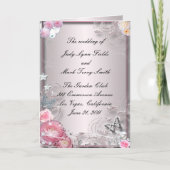 Programmkarte für Rosa Blüten und Schmetterlinge Programm (Vorderseite)