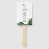 Programmkarte für rustikale Hochzeiten im Bergwald Fächer (Rückseite)