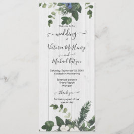 Programmkarte für rustikales Weißholz Menükarte