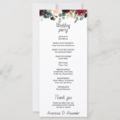 Programmkarte Hochzeit. (Rückseite)