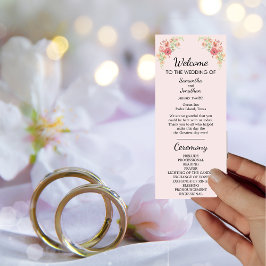 Programmkarte Pink Boho Wasserfarbe Blume Einladung