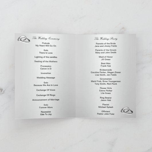 Programmkarte Rosen und Perlen Programm (Innenseite)