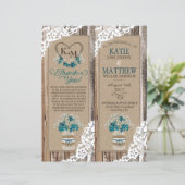 Programmkarte Rustic Wood Lace Floral Bouquet (Stehend Vorderseite)