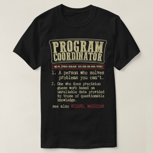 Programmkoordinator-Geschenk Funny Dictionary Defi T-Shirt (Design vorne)