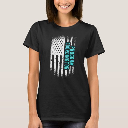 Programmkoordinator mit amerikanischer Flagge T-Shirt (Vorderseite)