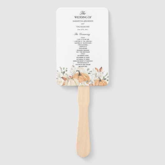 Programmlüfter für rustische Hochzeit im Herbst | Fächer (Vorderseite)