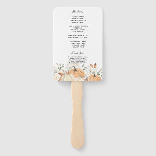 Programmlüfter für rustische Hochzeit im Herbst | Fächer (Rückseite)