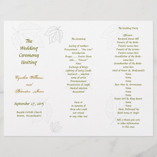 Programmvorlage, die in drei Falten geteilt wird,  (Vorderseite)