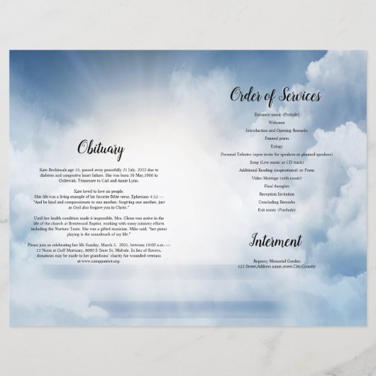 Programmvorlage zur Himmelsbeerdigung (Rückseite)