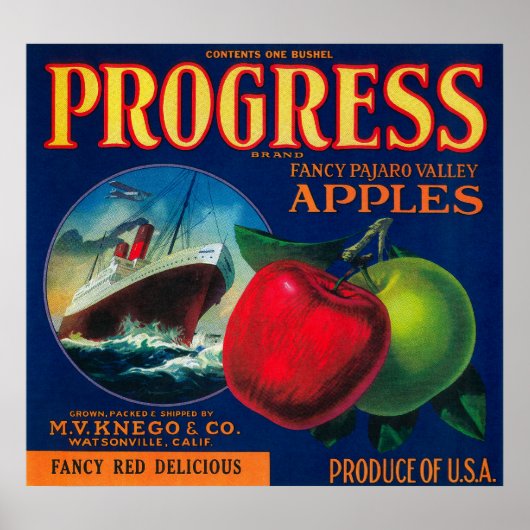 Progress Apple Crate LabelWatsonville, CA Poster (Vorne)