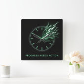 Progress Needs Action Quadratische Wanduhr (Zuhause)