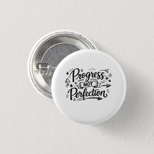 Progress Not Perfection Motivational Quote Design Button (Vorne & Hinten)