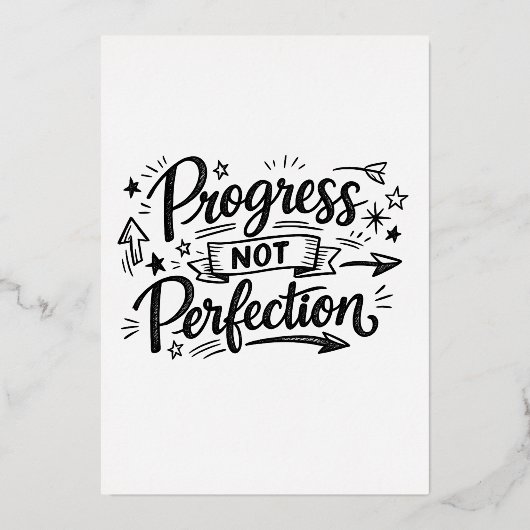 Progress Not Perfection Motivational Quote Design Folieneinladung (Vorderseite)