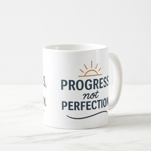 Progress, not perfection - Tea Mug Kaffeetasse (VorderseiteRechts)