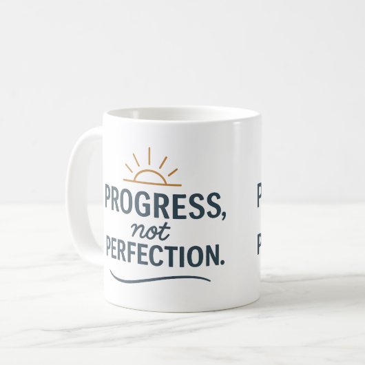 Progress, not perfection - Tea Mug Kaffeetasse (Vorderseite Links)