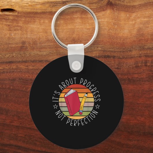 Progress Not Perfection Testing Day Teacher Schlüsselanhänger (Vorderseite)