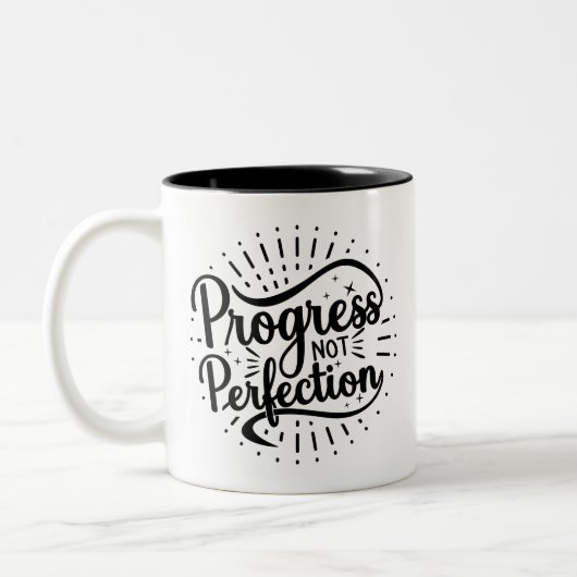 Progress Not Perfection Zwei-Tone-Kaffee-Tasse Zweifarbige Tasse (Links)