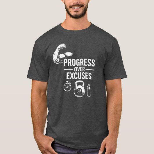 Progress Over Excuses – Motivational T-Shirt (Vorderseite)