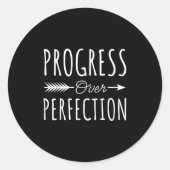 Progress Over Perfection Insrational Motivational Runder Aufkleber (Vorderseite)