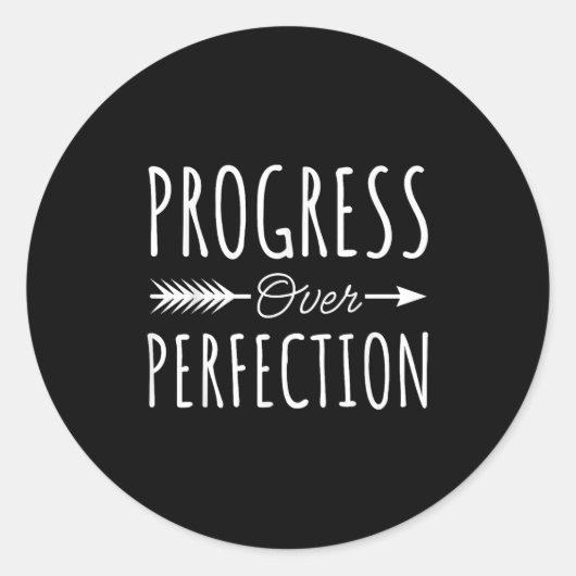 Progress Over Perfection Insrational Motivational Runder Aufkleber (Vorderseite)