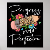 Progress Over Perfection Leopard Pencil Motivation Poster (Vorne)
