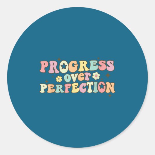 Progress Over Perfection Motivational Back To Scho Runder Aufkleber (Vorderseite)