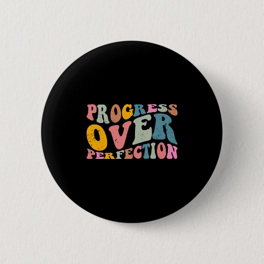 Progress Over Perfection Motivational Teacher Long Button (Vorderseite)