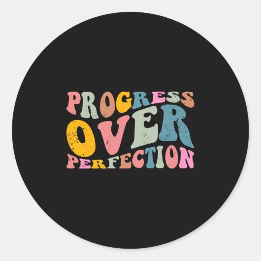 Progress Over Perfection Motivational Teacher Long Runder Aufkleber (Vorderseite)