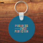 Progress Over Perfection Motivational Teacher Retr Schlüsselanhänger (Vorderseite)