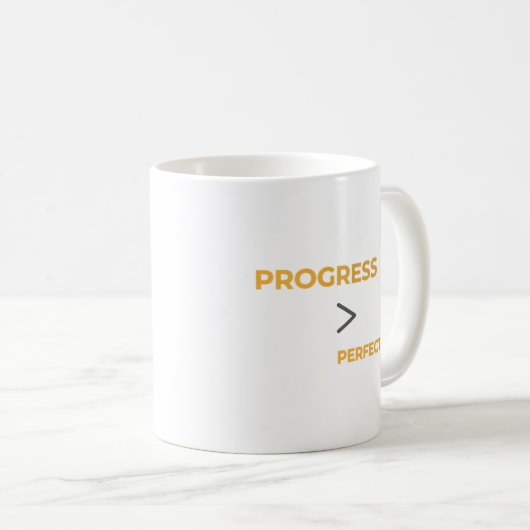 Progress Over Perfection Motivational Typography  Kaffeetasse (VorderseiteRechts)