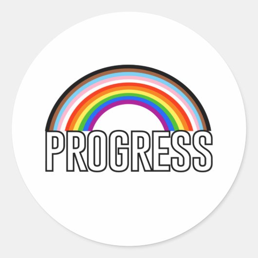 Progress Pride Arc Runder Aufkleber (Vorderseite)