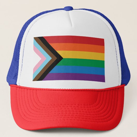Progress-Pride-Flag - inklusiver Gay Pride-Hut Truckerkappe (Vorderseite)