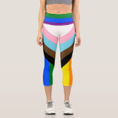 Progress Pride Flag LGBTQ+ Capri Leggings (Vorderseite)