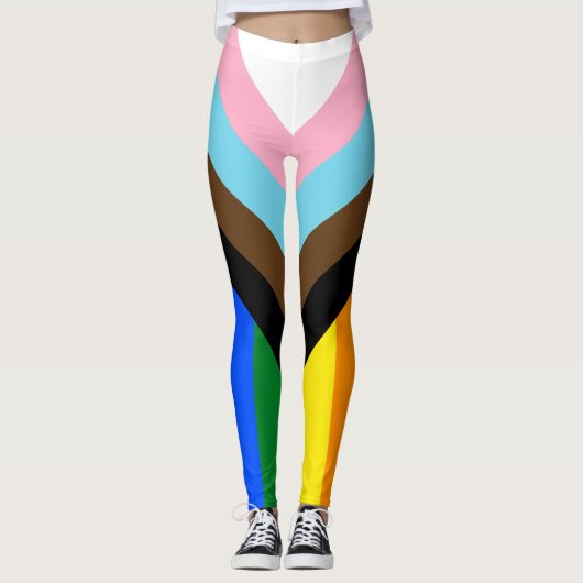 Progress Pride Flag LGBTQ+ Leggings (Vorderseite)