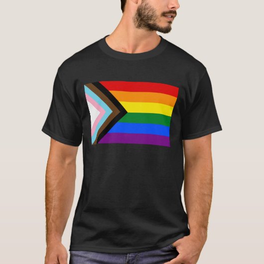 Progress Pride Flag LGBTQ+ T-Shirt (Vorderseite)