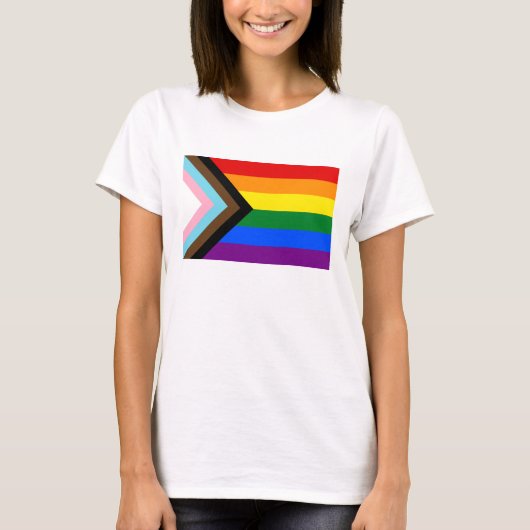Progress Pride Flag LGBTQ+ T-Shirt (Vorderseite)