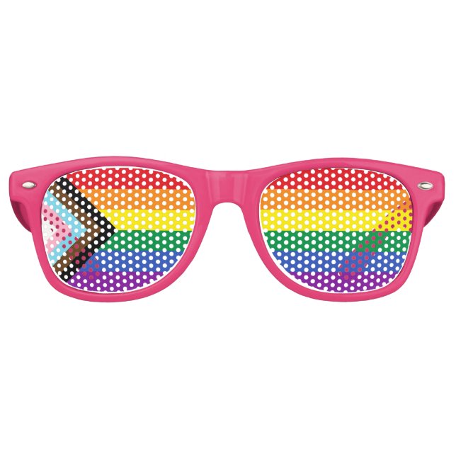 Progress Pride Flag Rosa Retro Party Sonnenbrille (Vorderseite)