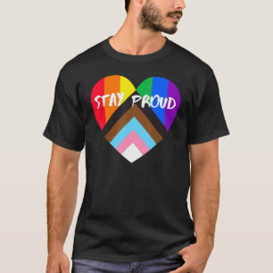 Progress Pride Heart Flag Bleibe stolz T-Shirt