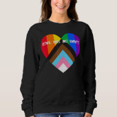 Progress Pride Heart Flag Liebe hat keine Grenzen Sweatshirt (Vorderseite)