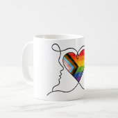 Progress Pride Heart Line Art Kaffeetasse (Vorderseite Links)